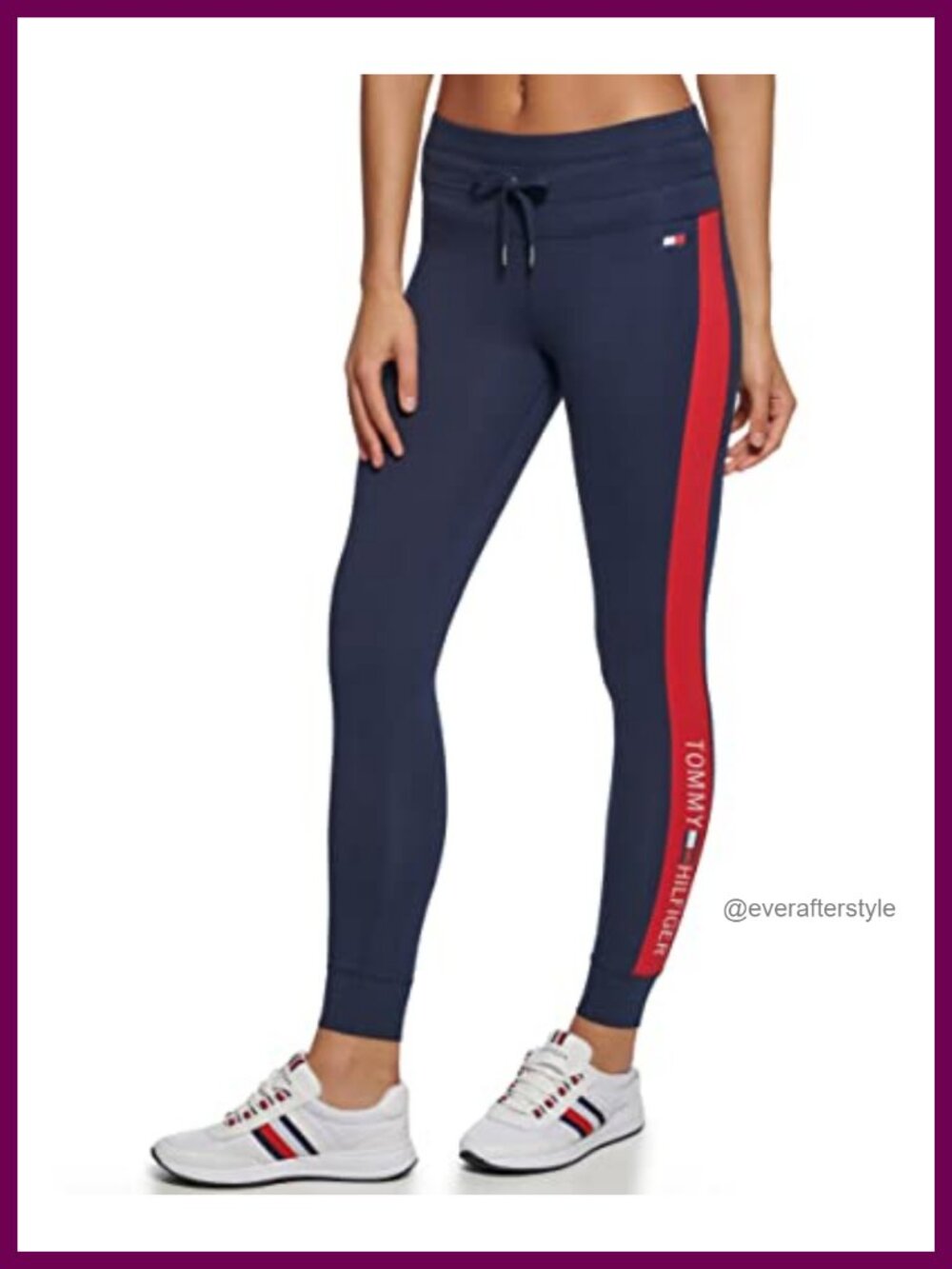 High Waisted Performance Leggings with Drawstring Cotton Spandex Athletic
